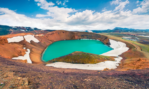Crater Pool of Krafla Volcano in Iceland