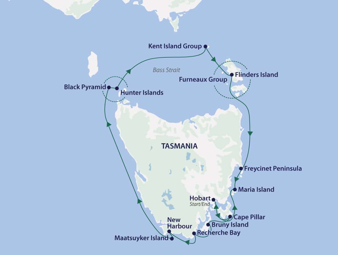 Tasmania Circumnavigation map