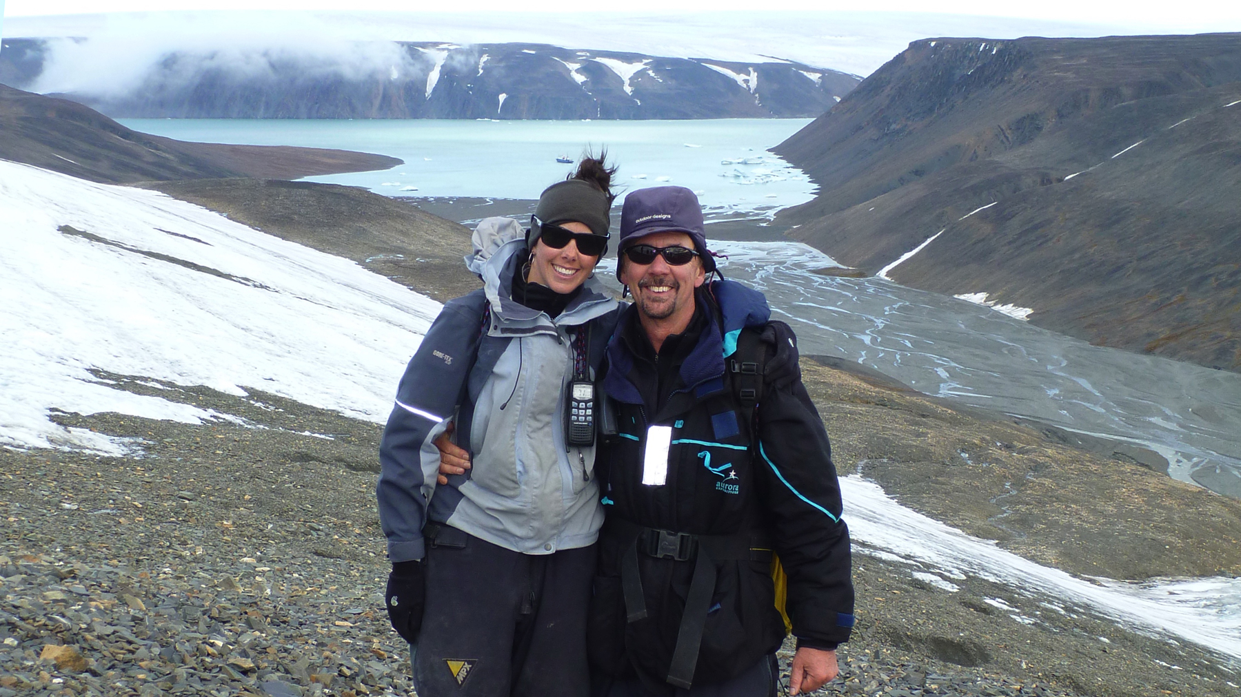 Skye and Howard in the NE Arctic Passage at Bolshevik Island Severnaya Zemlya