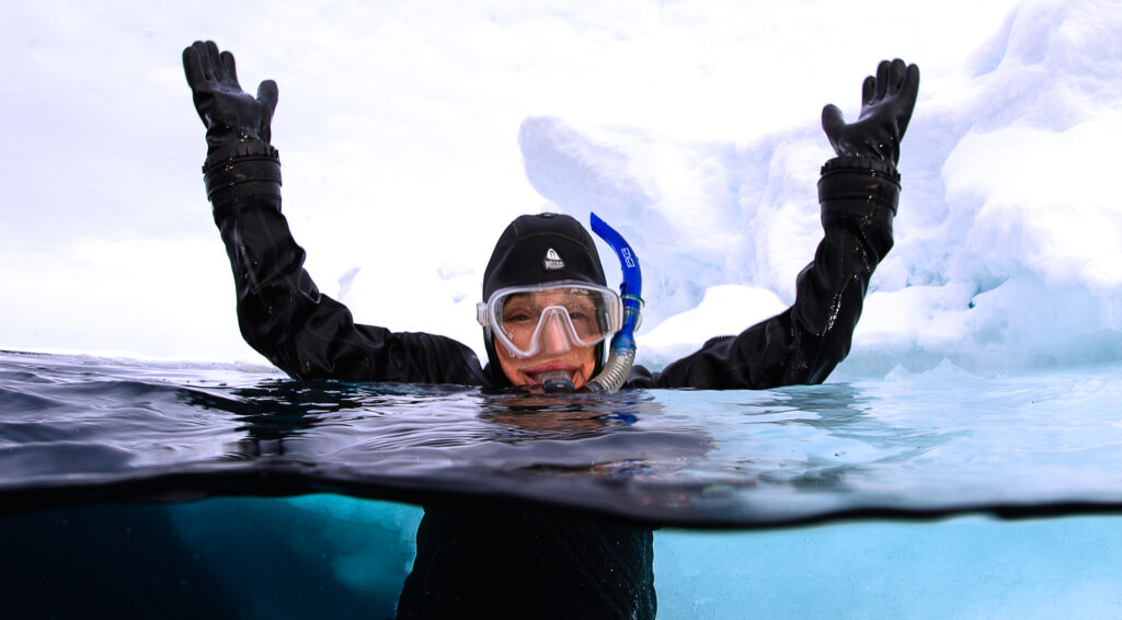 Sylvia Earle snorkeling in the Arctic