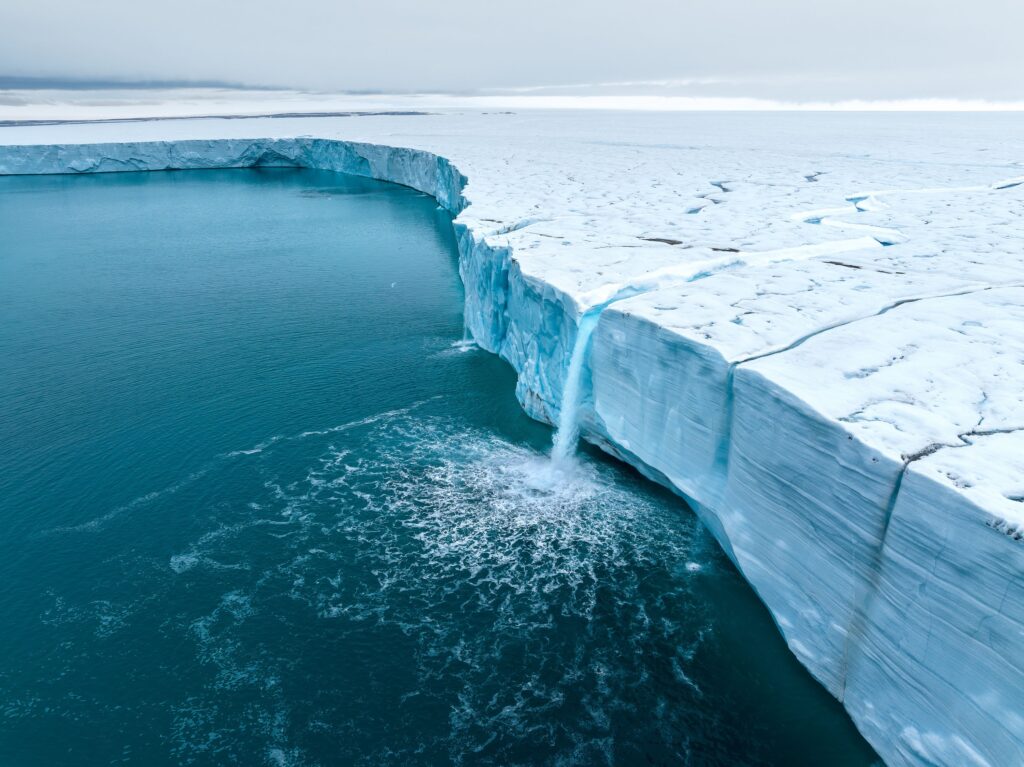 Glacier waterfall in Svalbard